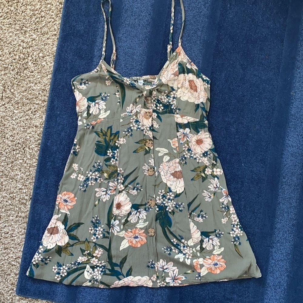 Xhilaration Olive Green Floral Mini Dress Size Small